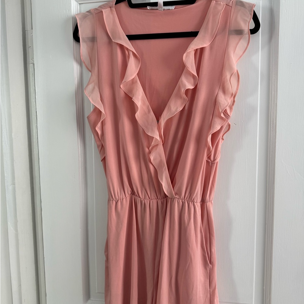 Elegant Pink Ruffle Romper